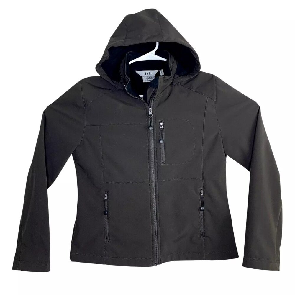 FJALL Womens Trail Hiking Hard Shell Jacket Coat Removable Hood Gray Medium